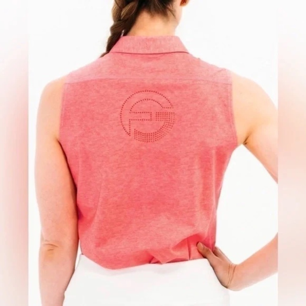 FORAY GOLF Core Sleeveless Polo in Pink - LPGA logo - Picture 3 of 17